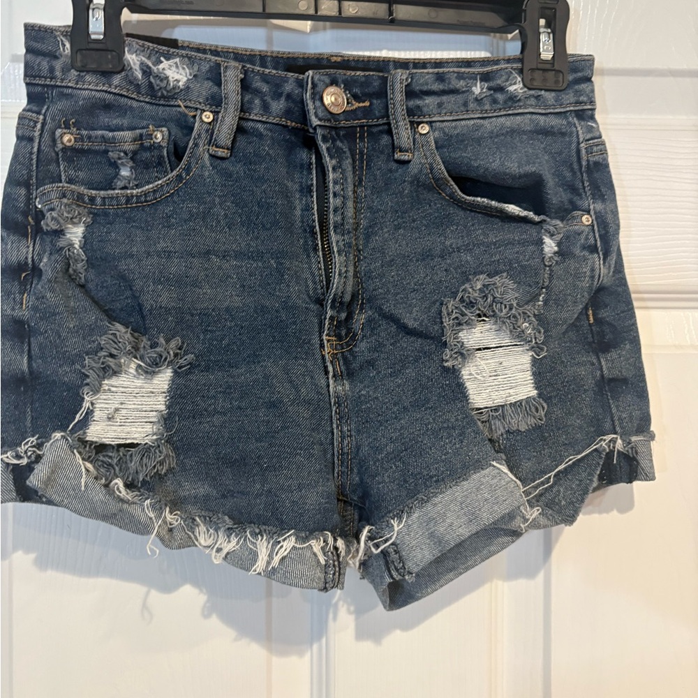 Almost Famous Blue Distressed Jean Shorts